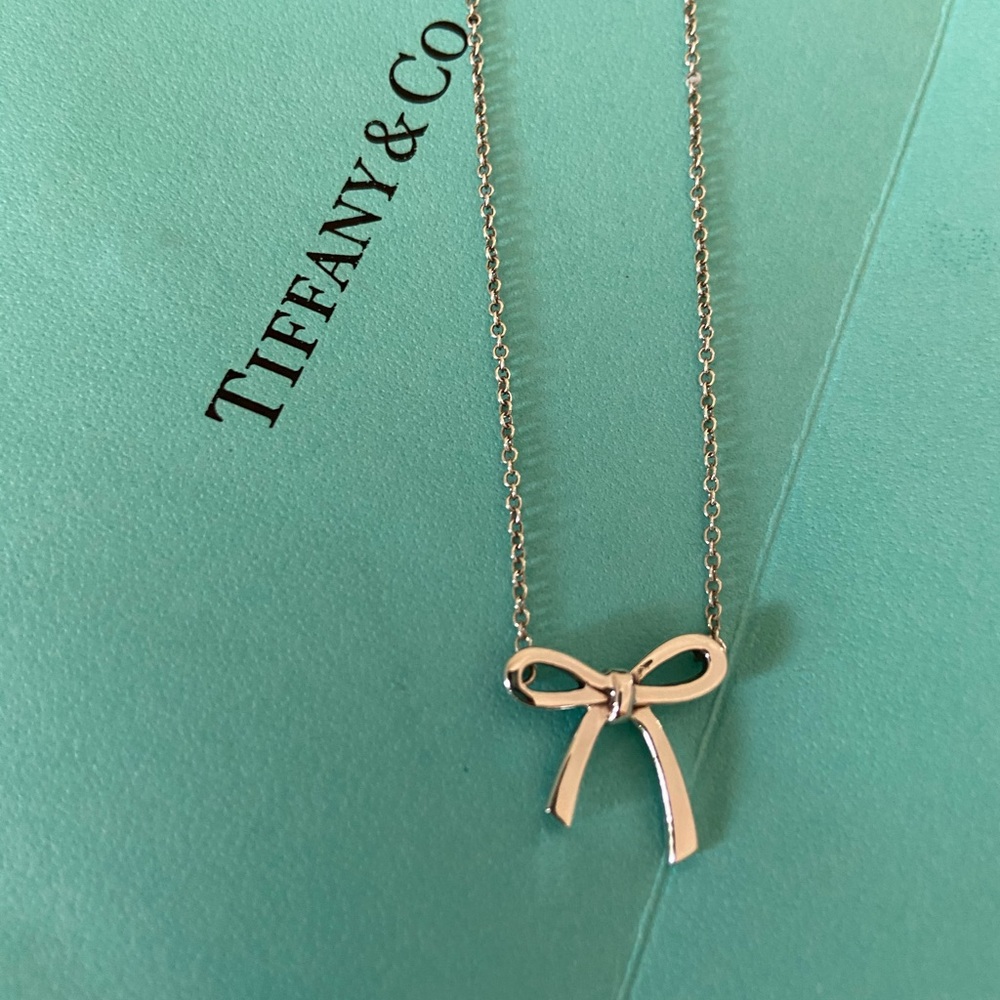 Tiffany and Co. silver ribbon bow necklace